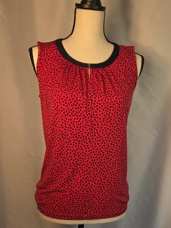 Jones New York Tops - Jones New York Pink Sleeveless Printed Shell with Navy Flowers & Trim
